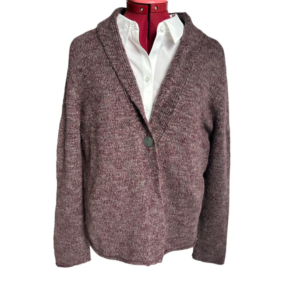 J. Jill Women’s Size Large Alpaca Wool Blend Purple‎ Cardigan Sweater